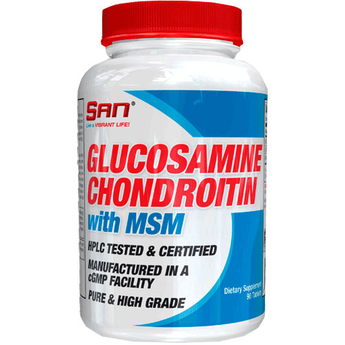 Средство для хрящевых тканей SAN Glucosamine Chondroitin with MSM 90 таблеток
