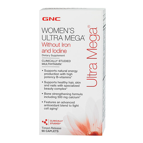 Витамины GNC Womens Ultra Mega Without Iron and Iodine 90 капсул
